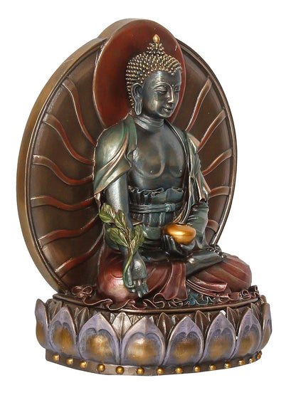 Handcrafted Meditating Lord Buddha Statue Sitting On Lotus Flower Sculpture