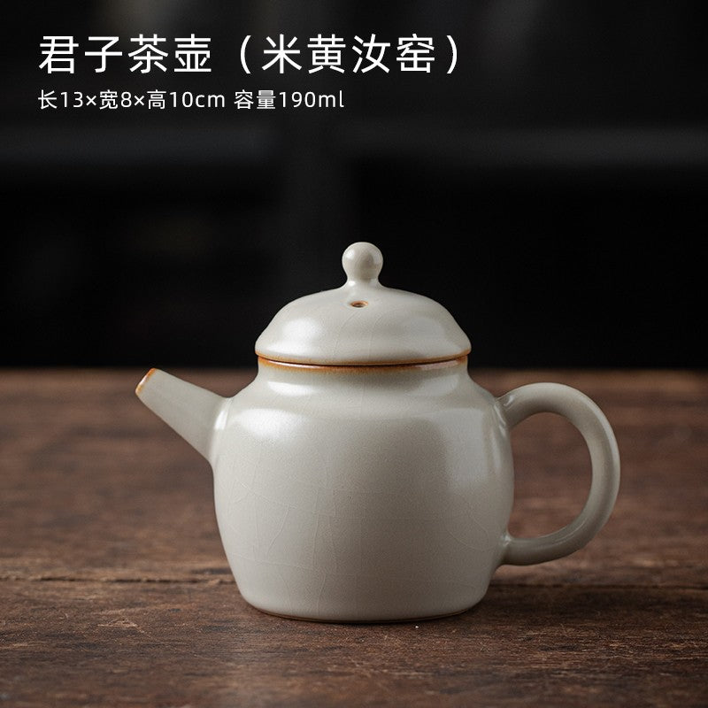 Ru Kiln Square Pot Kung Fu Tea Set Tea Maker Household Tea Set with Pot Holder