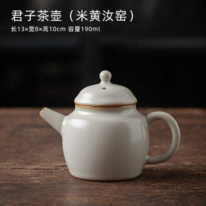 Ru Kiln Square Pot Kung Fu Tea Set Tea Maker Household Tea Set with Pot Holder