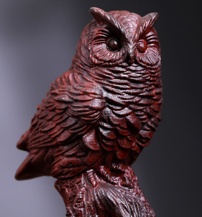 10 X6 X4.5CM Old Sandalwood Carving Figurine Beautiful Owl Craft Decorations