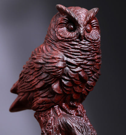 10 X6 X4.5CM Old Sandalwood Carving Figurine Beautiful Owl Craft Decorations