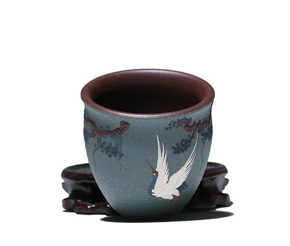 Handmade Tea Cup Handpainted Master Cup Big 220ml Personal Cup Real Zisha Crane