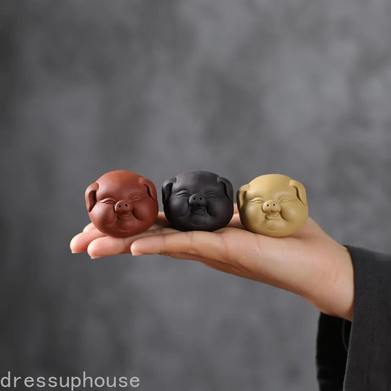 Tea Pet Purple Clay Lovely Pig Ornament Small Tea Pets Tea Table