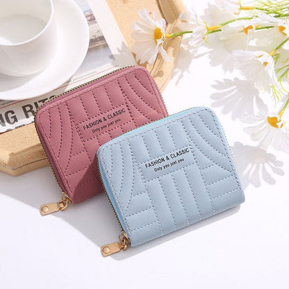 Embroidery Short Wallet Zipper Clutch Bag Small Coin Purse Credit ID Card Holder