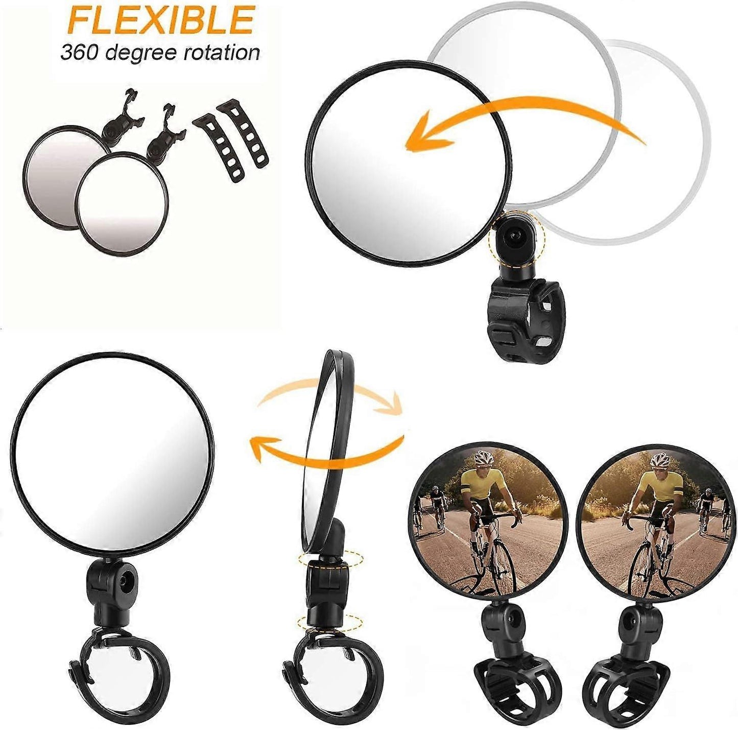 Bike Mirror Rotaty Round MTB Road Handlebar Bicycle Rear View Glass Cycling Lot
