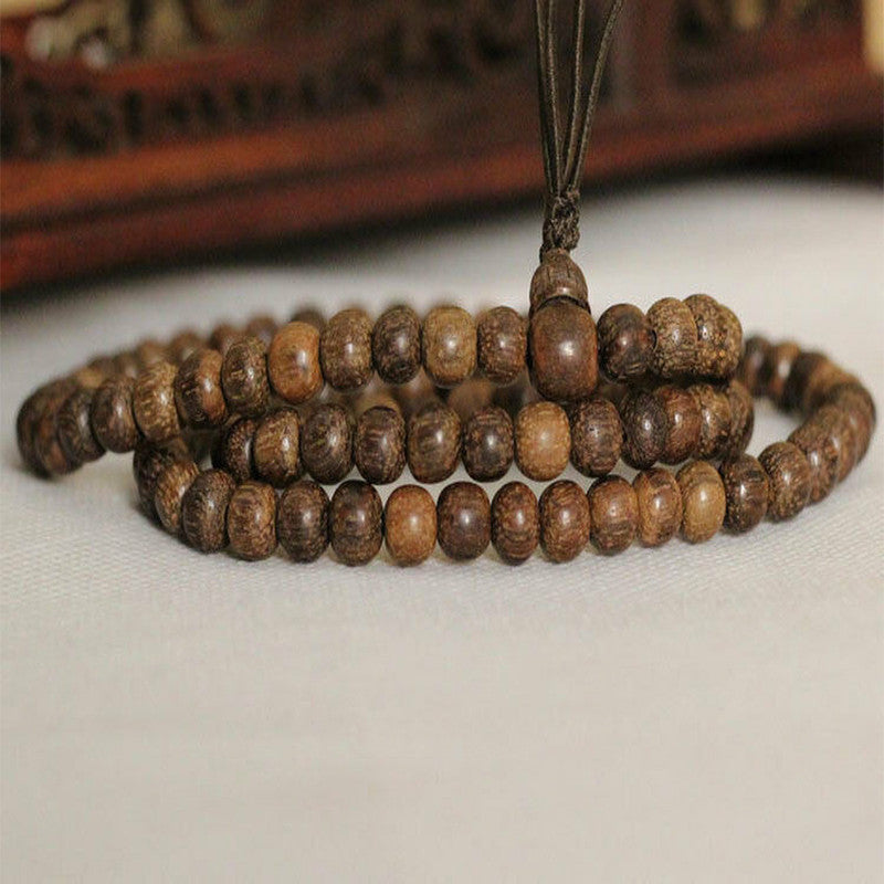 Natural Vietnam Agarwood Prayer 108 Beads Bless Bracelet Man Woman Accessories