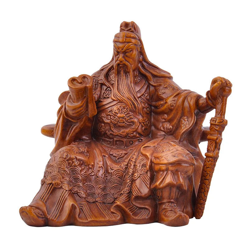 Guan Gong Reading Statue God of Wealth Sculptures Guan Yu Figurine Resin Crafts