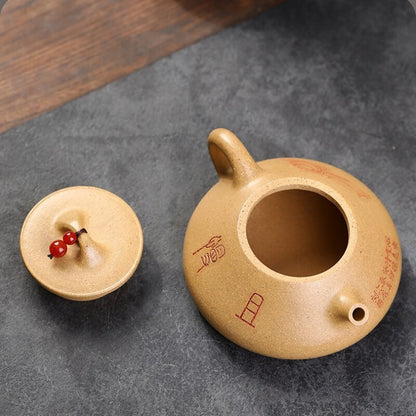 160ml Yixing Zisha Duan Clay Pot Pottery Teapot Handmade Snail Words Tea Pot