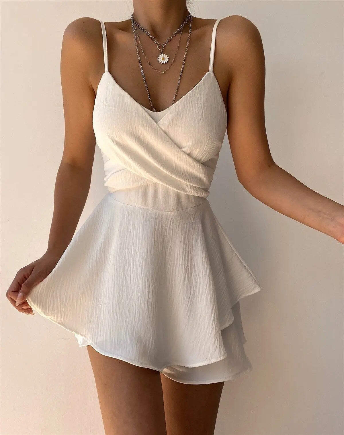 Slim Suspender Strap Sexy Rompers Summer Casual Slip Female Elegant Skirt