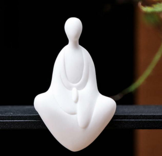 3.1" Chinese White Porcelain Ceramics Buddhism Buddha Figurine Statue Statues 4