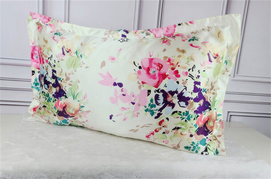 Mulberry Silk Pillowcase 25 Momme Floral Design Luxury Sleep Comfortable Smooth