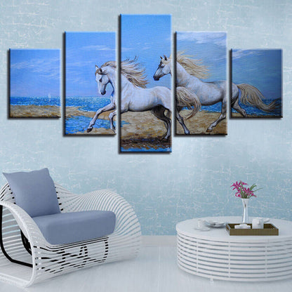 Galloping White Horses Running Horse Canvas Prints Painting Wall Art Home Decor