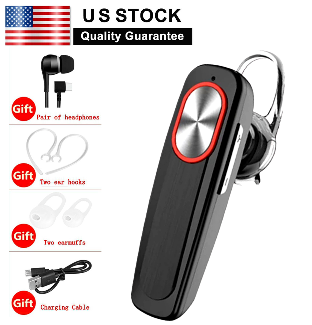 Wireless Bluetooth 5.0 Earpiece Headset Driving Trucker Earbuds Noise Cancelling