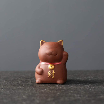 Purple Clay Tea Pet for Tea Ceremony Lucky Cat Figurine Ornament Tea Accessories