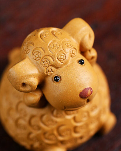 One Sheep Handmade Tea Pet Mascot Wealth Bring Tea Play Yixing Zisha Ornament