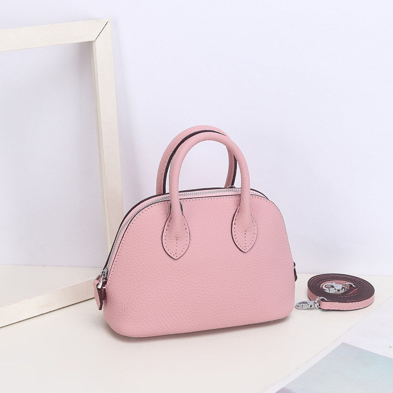 Shell Bag Messenger Purse Cow Leather Simple Shoulder Bag Handbag Small Pouch
