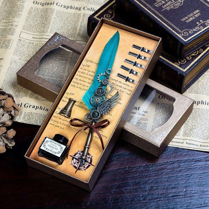 Wax Stamps Seal Feather Dip Quill Ink Gift Calligraphy Sealing Kits 2 3 Pen Sets