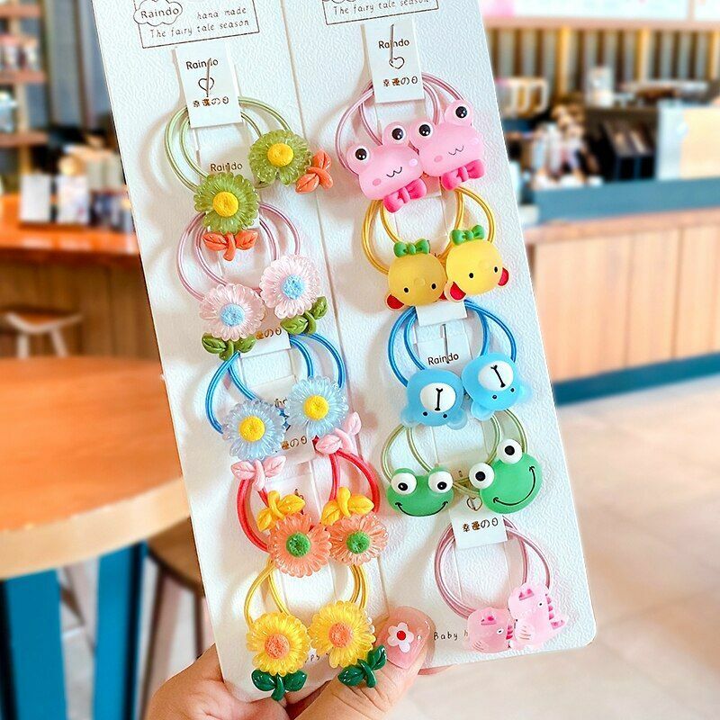 Hair Bands 10/20 Pcs/Bag Shiny Flowers Baby Scrunchies Rubber Kids Accessories