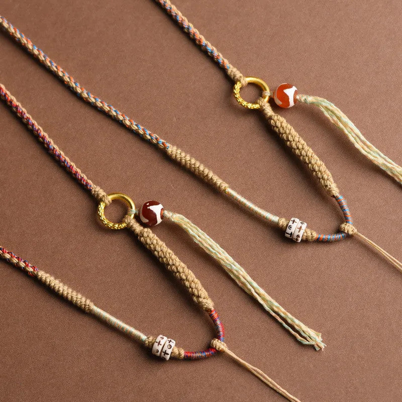Tibetan style Hand-woven Necklace rope Amulet Thangka Pendant Accessories