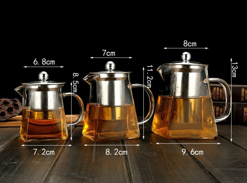 Glass Teapot Tea Set Drinkware Ice Water Tea Coffee Infuser Strainer With Lid