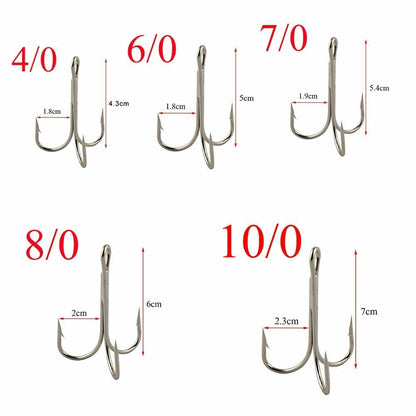 Treble Hook Fishing 50pcs 3551 O'Shughnessy High Carbon Big Game Triple Tackle
