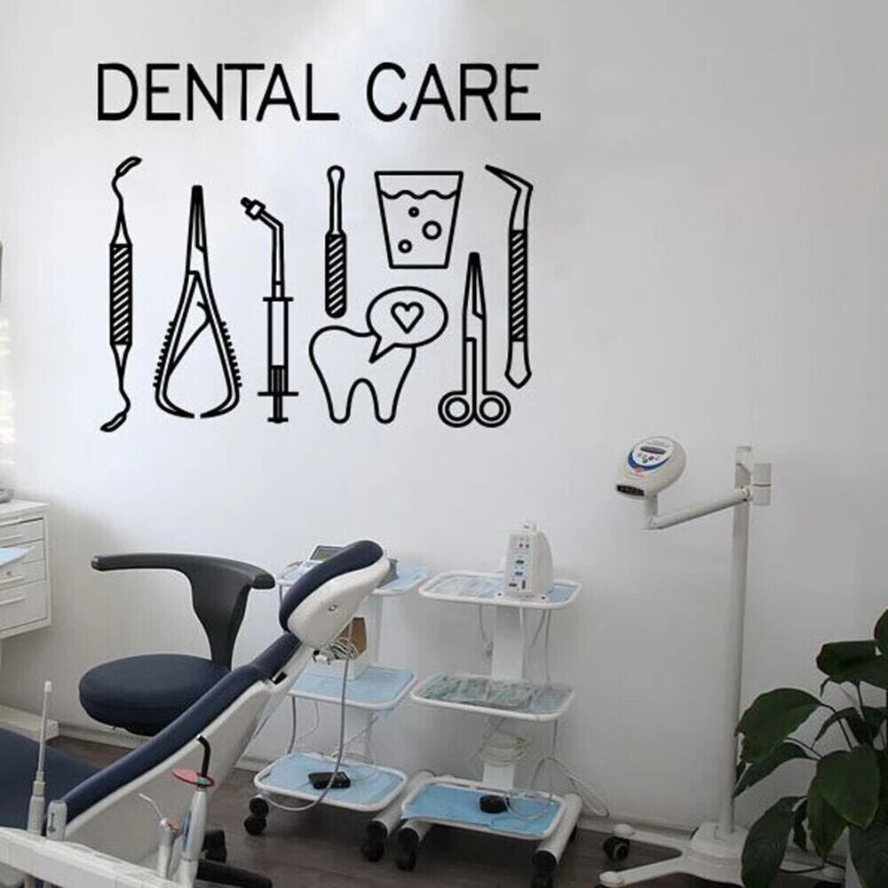 Dental Care Wall Sticker Matte Vinyl Art Removable Dentist Smile Tool Logo Decal