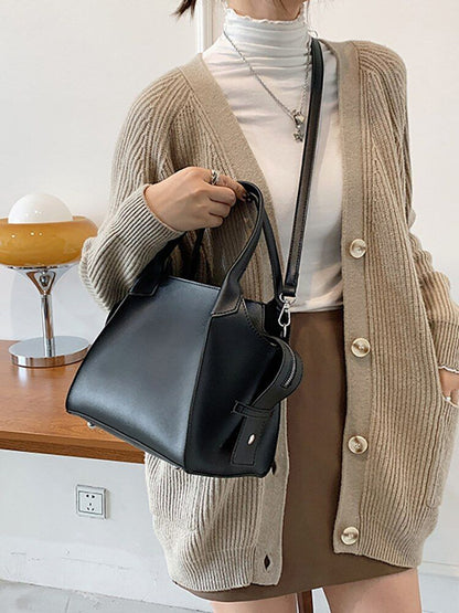 Large Bucket Bag Simple Solid Shoulder Crossbody Bag Tote Handbags 16*20*20 CM