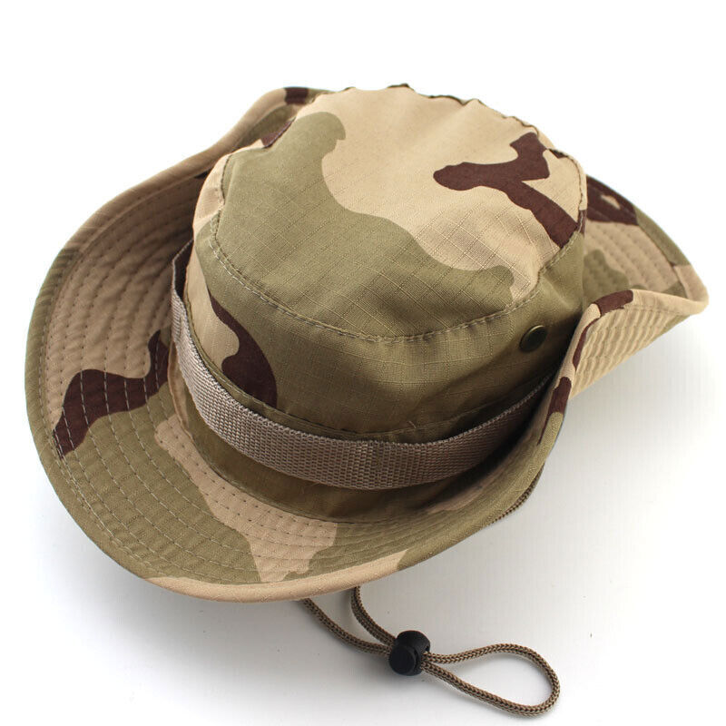 Boonie Bucket Hats Cap Cotton Fishing Hunting Mesh Summer Military Men Sun Brim