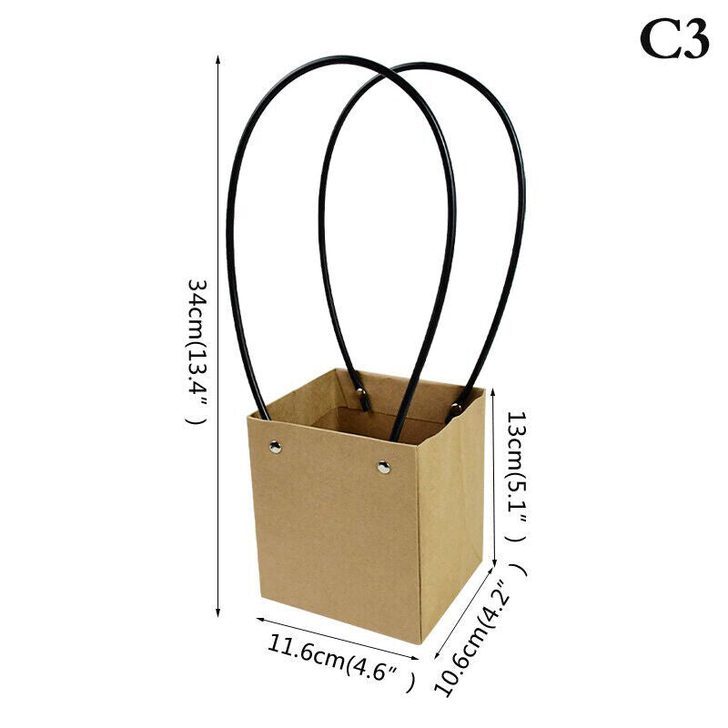 Portable Flower Box Waterproof Paper Handy Bag Kraft Handbag Party Gift Box