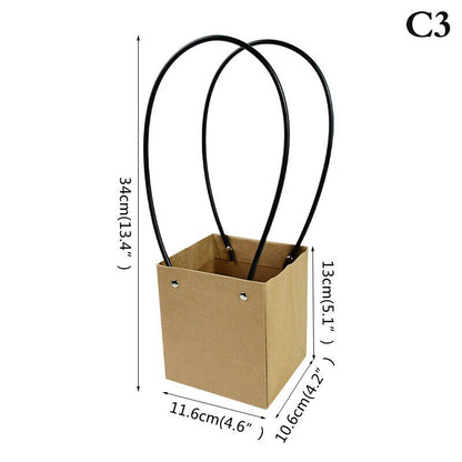 Portable Flower Box Waterproof Paper Handy Bag Kraft Handbag Party Gift Box