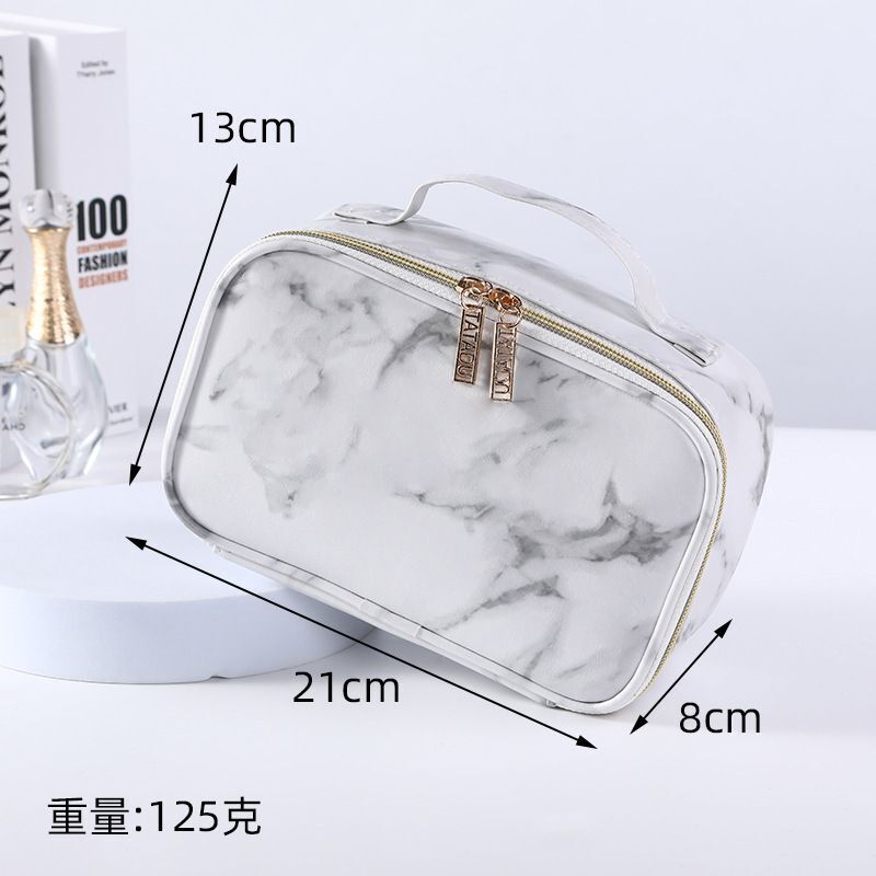Marble Pattern Cosmetic Bag Toiletries Storage Handbag Waterproof Makeup Cases