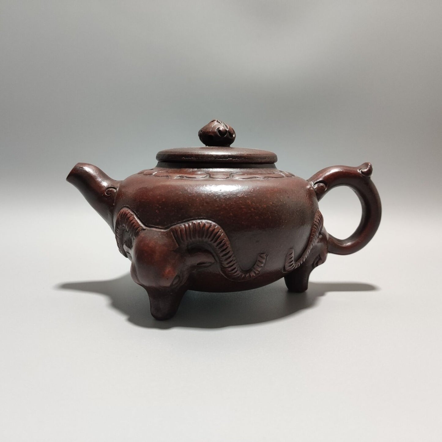 Vintage Chinese Yixing Purple Clay Teapot Zisha Ceremony Carving Collectible Art
