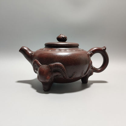 Vintage Chinese Yixing Purple Clay Teapot Zisha Ceremony Carving Collectible Art
