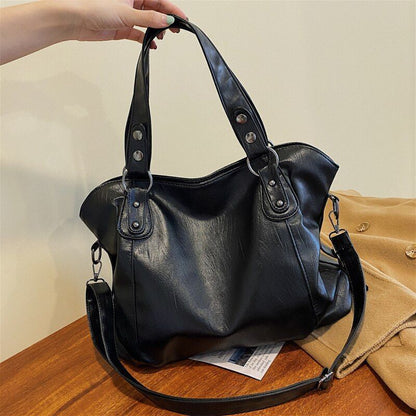 Big Black Shoulder Bags Shopper Purse Synthetic Leather Crossbody Handbag Totes