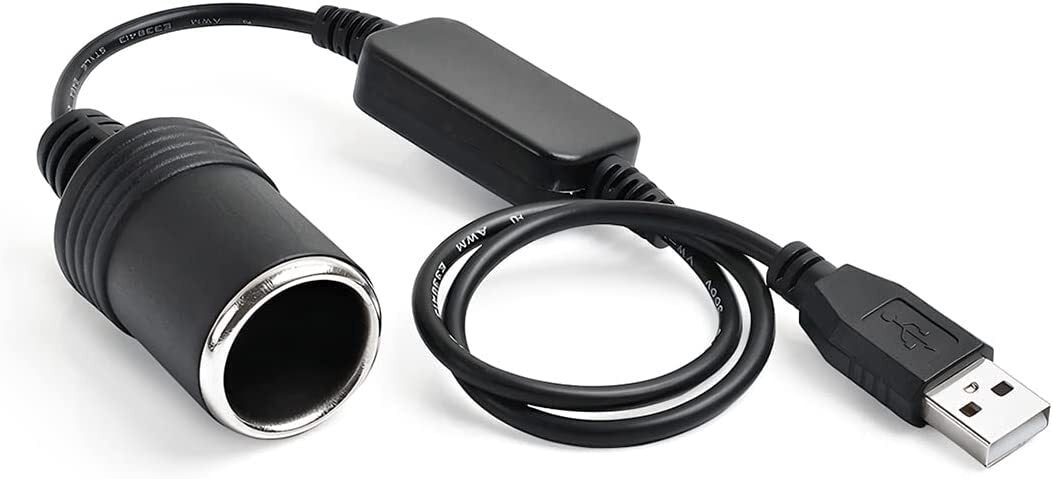 USB To 12V Car Cigarette Lighter Female Socket Converter Adapter Cable Connector