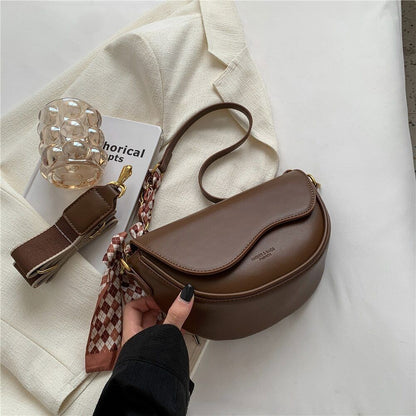 Saddle Small Shoulder Crossbody Women Wide Strap Ladies Handbags