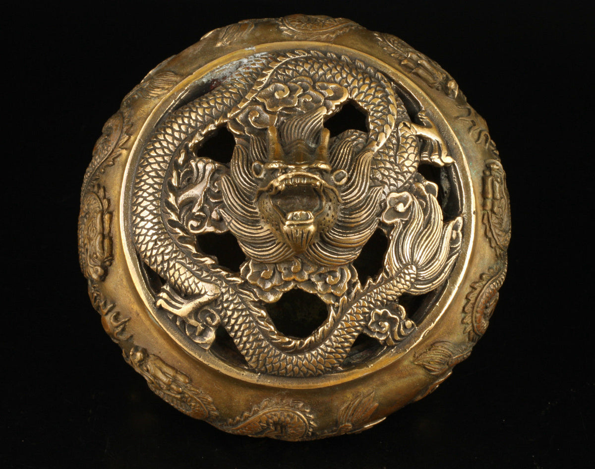 Intage collect old handmade exquisite brass dragon censer Incense Burner