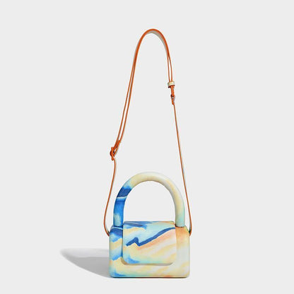 Cylindrical Handbag Luxury Polyester Style Small Shoulder Bags 16*10*10CM Square