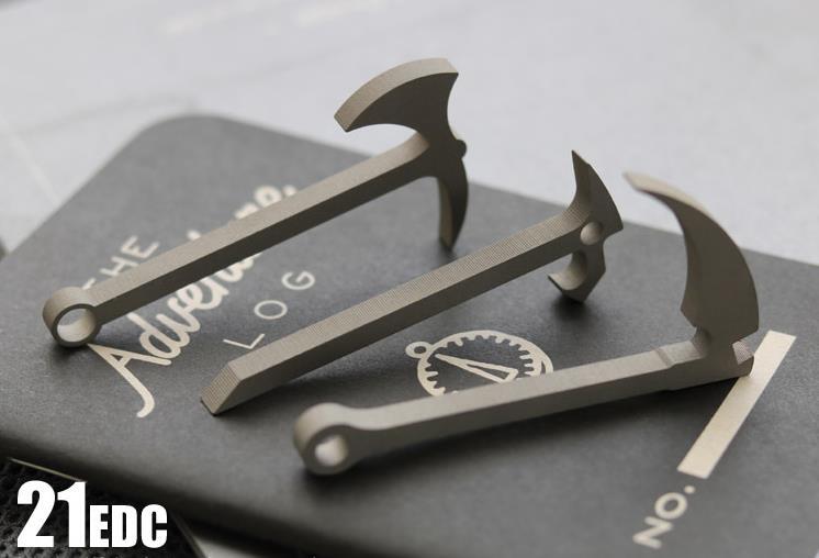 EDC Titanium Multifunctional Crowbar Axe Bottle Opener Keychain Necklace Pendant