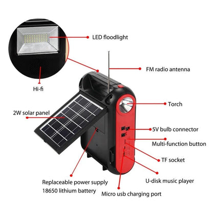 2023 Super Cargador de Bateria Multiuso Universal Con Panel Solar Radio Linterna