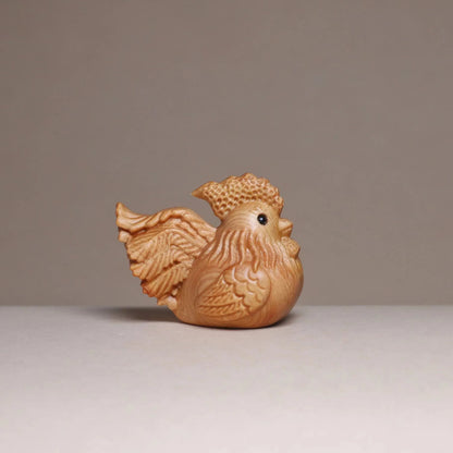1.77" Miniature Wooden Zodiac Chicken Statue Ornament Solid Wood Carving Decor