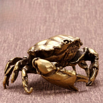 7.1cm Archaizing Bronze Ware Solid Brass Crab Small Ornament Copper Decoration