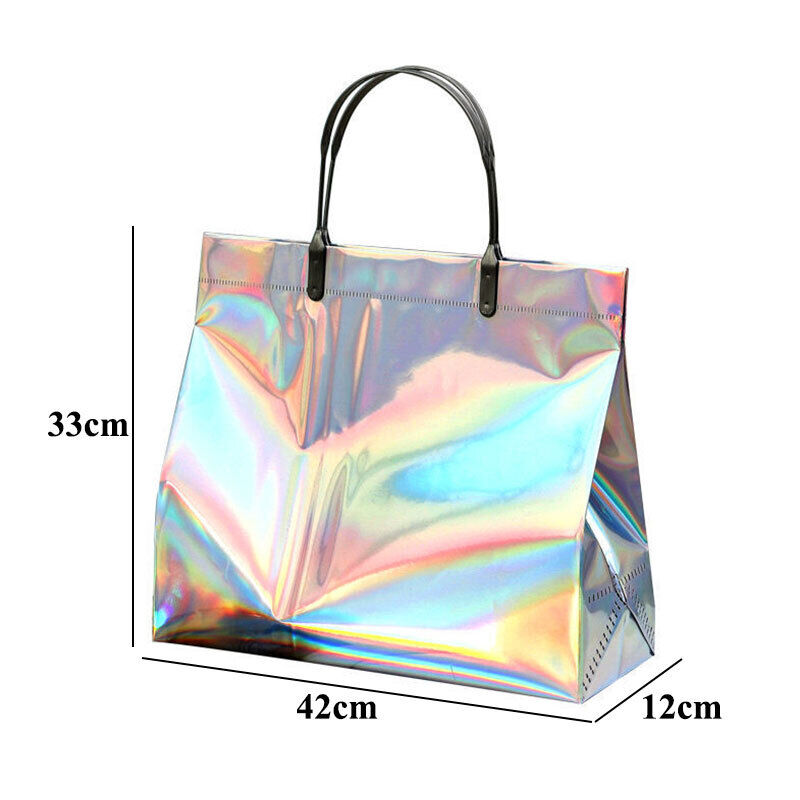 Reusable Shopping Bags Waterproof Storage Bag PVC Laser Tote Shopping Bag Large