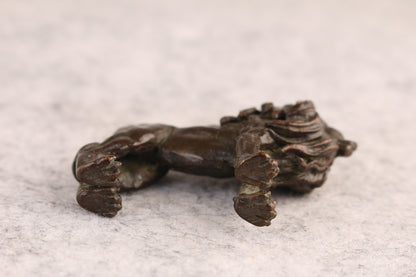 Mini Good stand Bronze lion leo Collection netsuke statue tea pet table decor