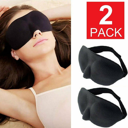 2 Pack Travel 3D Eye Mask Sleep Soft Padded Shade Cover Relax Blindfold Sleeping