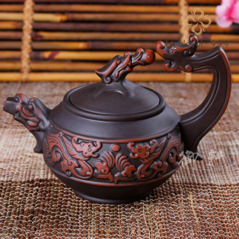 330 cc Chinese Yixing Zisha Clay Pottery Teapot Dragon Design Purple Clay Pot