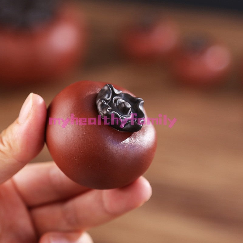 1pc Purple Clay Persimmon Shaped Tea Pet Ornament Boutique Tea Set Tea Pet