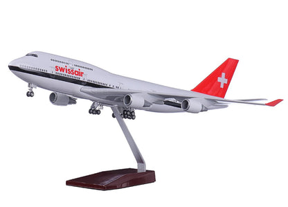 1:150 47CM Swissair BOEING 747-400 Airplane Landing Gear Resin Aircraft Model