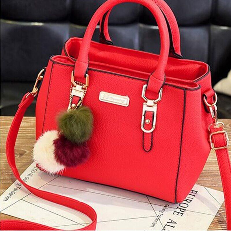 Women Handbag Ladies Bag Handbags PU Leather Pompom Crossbody Shoulder Bags