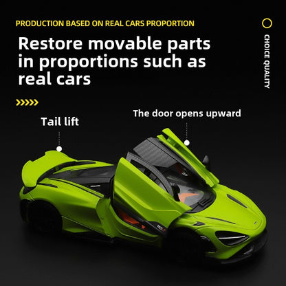 1:24 Diecast McLaren 765LT Supercar Metal Car Model Toy Sound Light Door Open